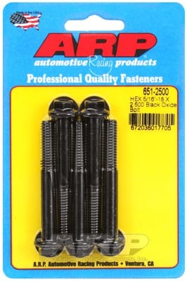 ARP 5/16-18 X 2.500 hex black oxide bolts (Set of 5)