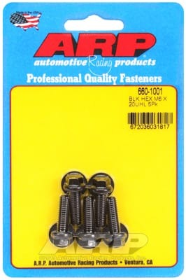 ARP M6 x 1.00 x 20 Hex Black Oxide Hex Bolts (Set of 5)
