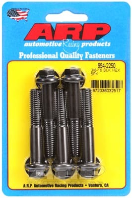 ARP 3/8in - 16 x 2.250 hex 7/16 Wrenching Black Oxide Bolts (Set of 5)