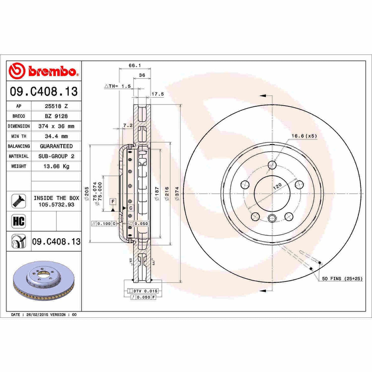 BMW F01 750i & 750li Front Brake Rotor By Brembo 34106894383 or 34106894384