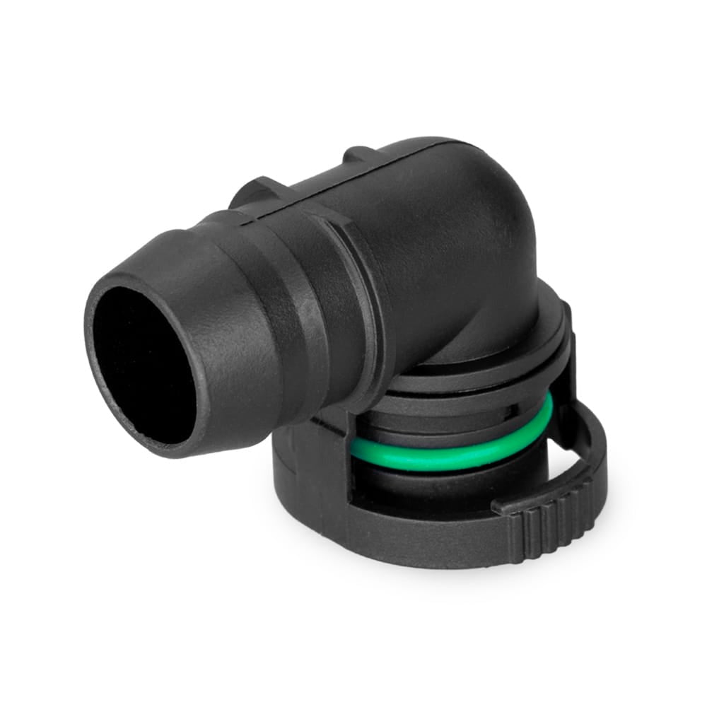 Nuke Performance BQL 22 Male to Convoluted hose, 90 Degree