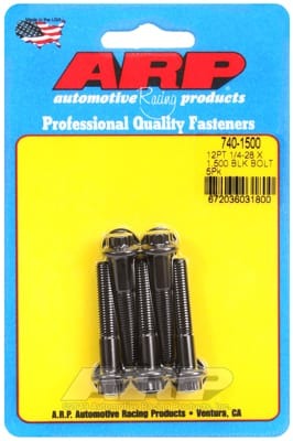 ARP 1/4-28 X 1.500in UHL 12pt Black Hex Nut Kit (Set of 5)