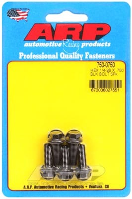 ARP 1/4-28 x .750 Hex Black Oxide Bolts (Set of 5)