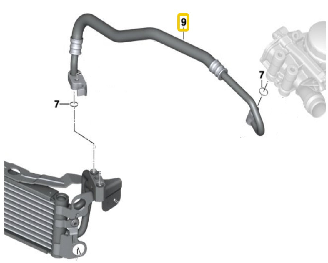 BMW E9X 335i Engine Oil Cooler Line W/ Seals OEM 17227567207