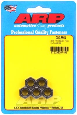 ARP 3/8-16 inch Black Coarse Hex Nut Kit (Set of 5)