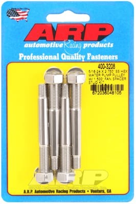 ARP 5/16-24 X 2.750 SS Hex Water Pump Pulley w/ 1.500in Fan Spacer Stud Kit