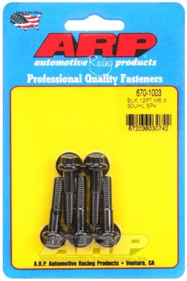 ARP M6 x 1.00 x 30 Black Oxide 12pt Bolts (Set of 5)