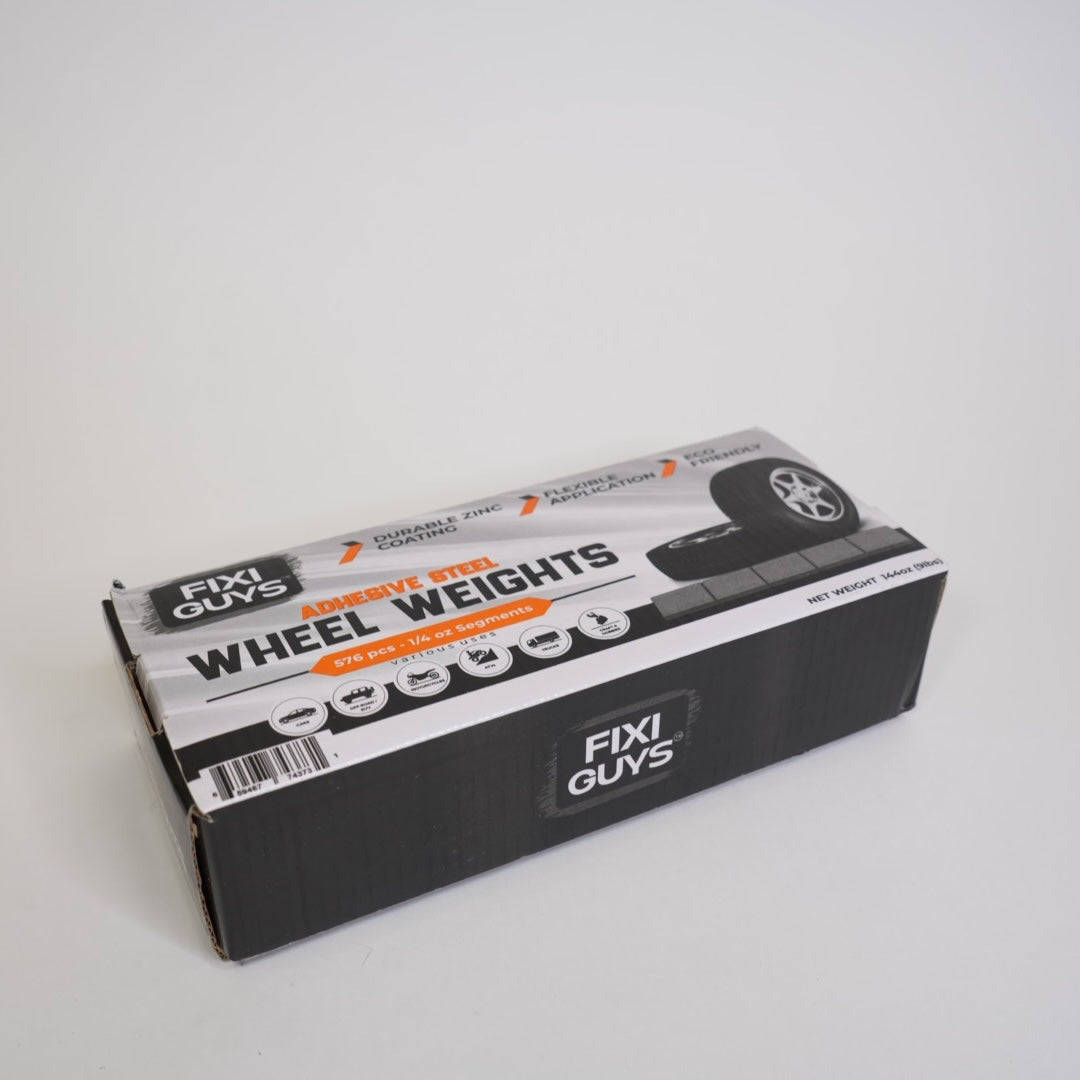 Fixi Guys Wheel adhesive weights: 1/4 ounce, 0.25 ounces (576 pieces, 144 ounces/box) low profile, easy to peel, tire weights for cars, trucks, SUVs, motorcycles