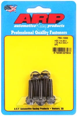 ARP 1/4-28 x 1.000 Hex Black Oxide Bolts (Set of 5)