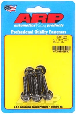 ARP M6 x 1.00 x 25 12pt Black Oxide Bolts (Set of 5)
