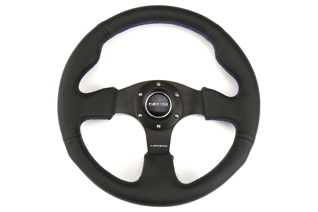 NRG Reinforced Steering Wheel 320mm Black w/ Blue Stitch - Universal