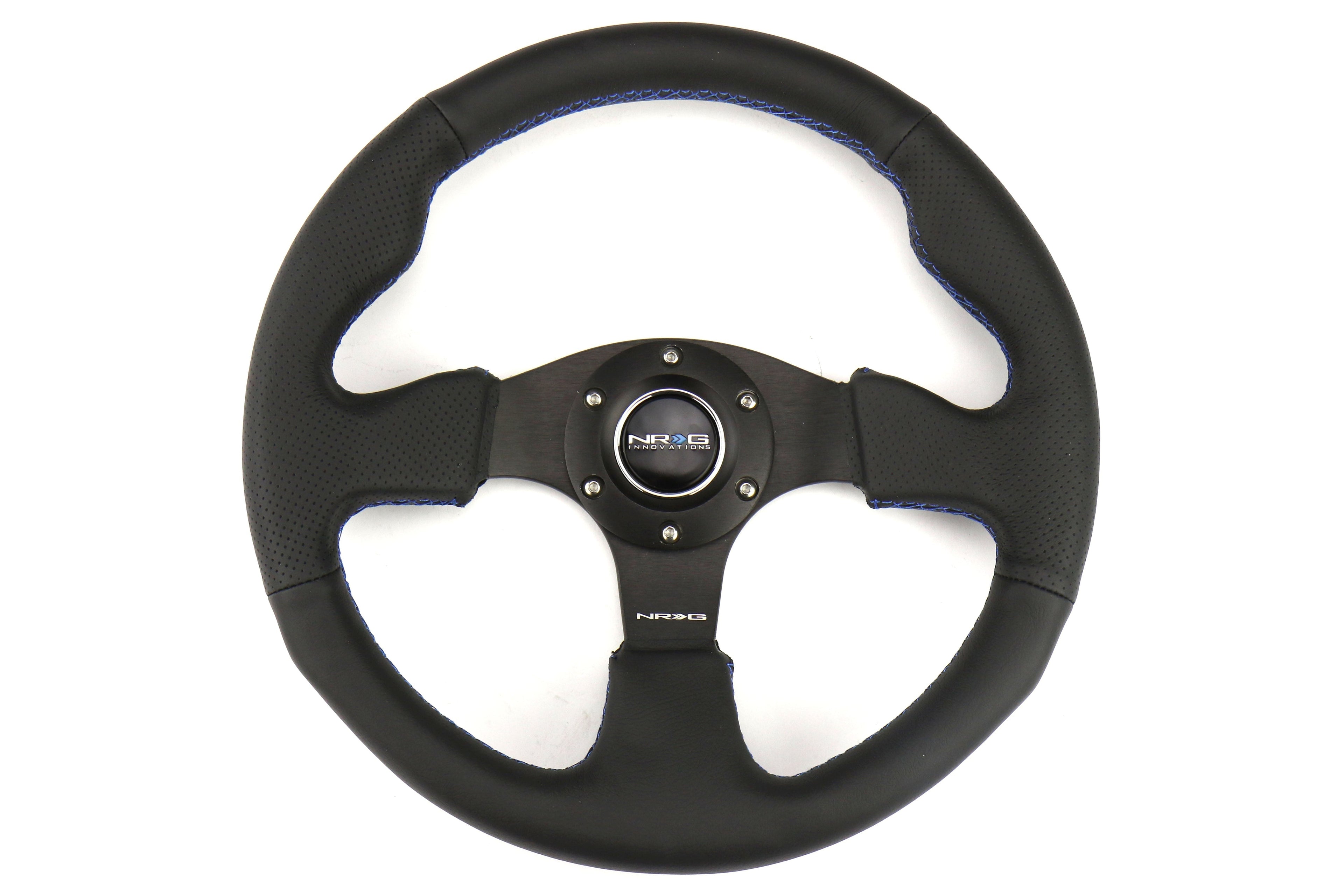 NRG Reinforced Steering Wheel 320mm Black w/ Blue Stitch - Universal