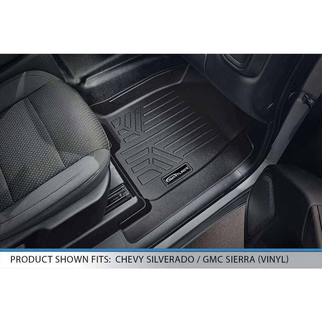 SmartCoverageTM Floor Liners For 2019-2026 Silverado/Sierra 1500 Crew Cab (1st Row Bucket) & Vinyl