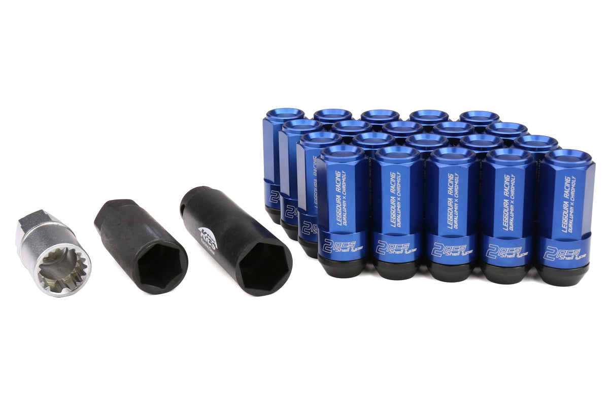 Project Kics Leggdura Racing Shell Type Lug Nut Set 53mm Closed-End Look 12X1.25 Blue - Universal