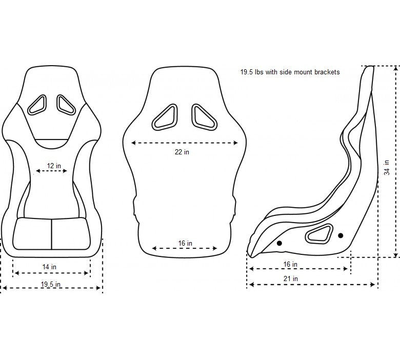 NRG Innovations FRP Bucket Seat ULTRA Edition with peralized back, Black alcantara material(medium) - Universal