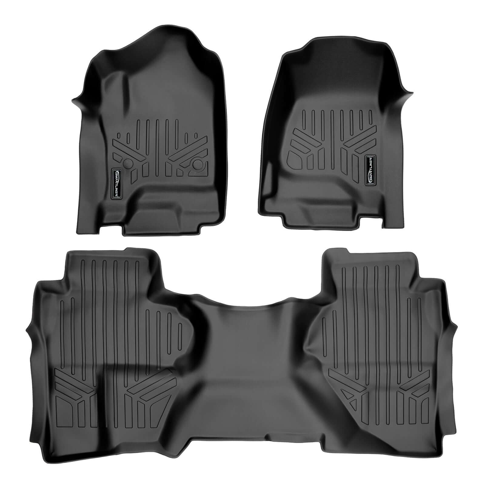 SMARTLINER Floor Liners for Double Cab 2014-2018 Silverado/Sierra 1500 - 2015-2021 2500/3500 HD