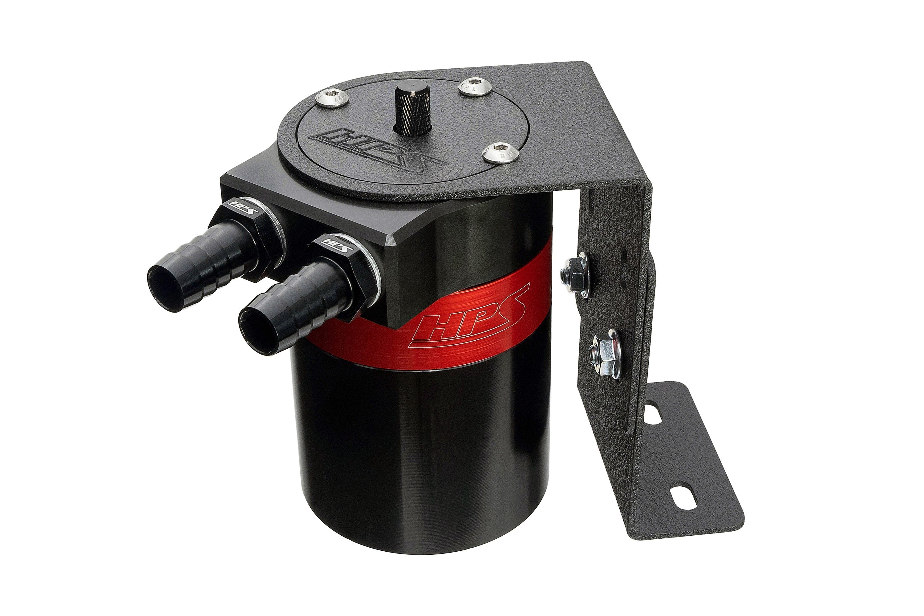 HPS Performance Aluminum Oil Catch Can Kit with Barb Adapters and Rubber Hoses