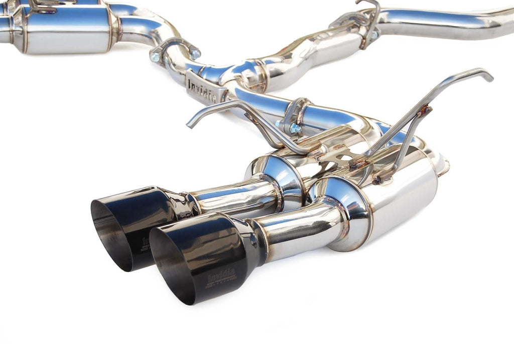 Invidia Gemini R400 Quad Tip Exhaust - Black Tips - 2015-2021 Subaru WRX / STI