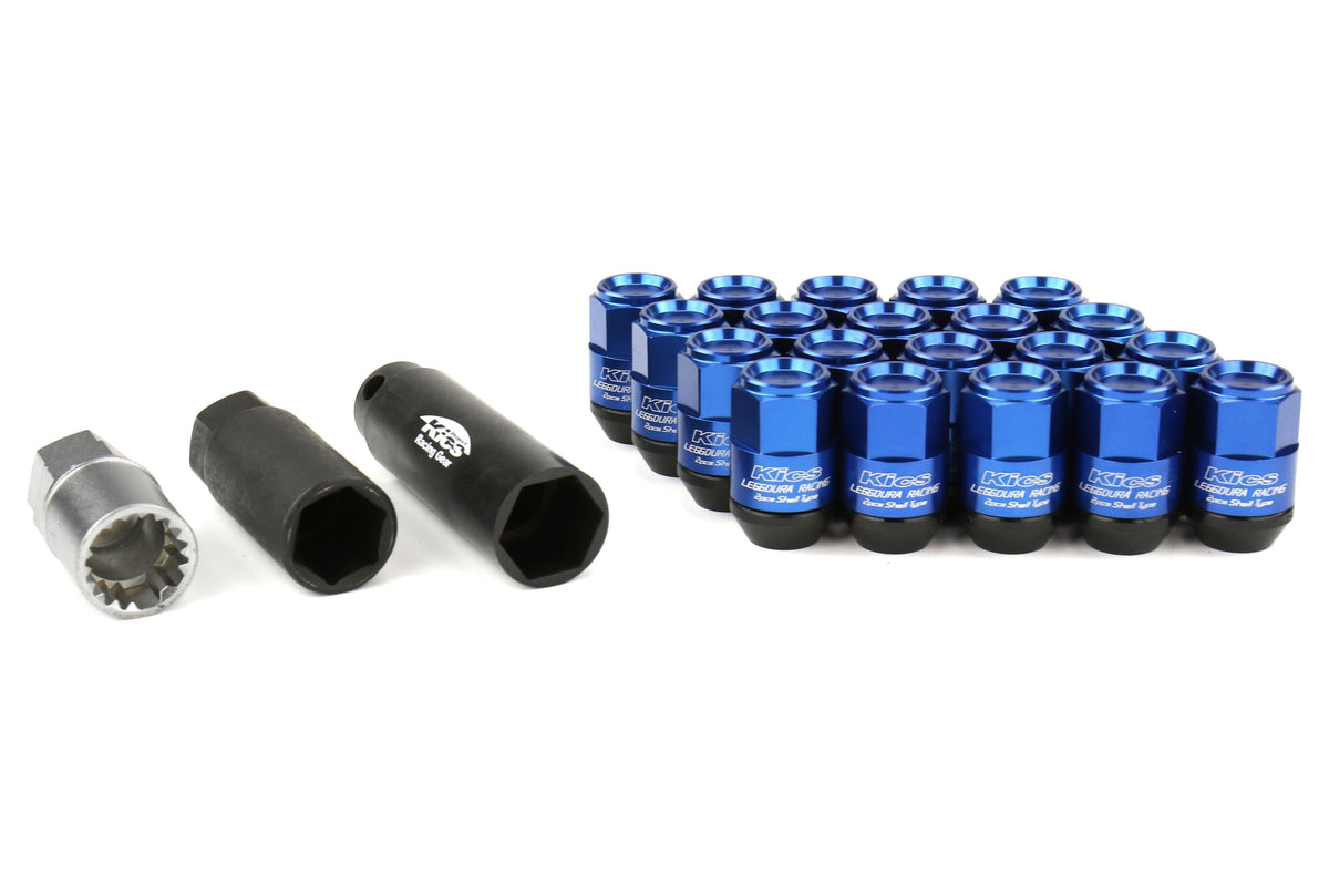 Project Kics Leggdura Racing Shell Type Lug Nut Set 35mm Closed-End Look 12X1.25 Blue - Universal