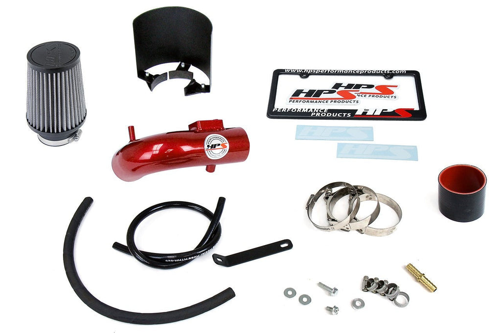 HPS Performance Shortram Air Intake Kit 2015-2018 Honda Fit 1.5L, Includes Heat Shield, Red