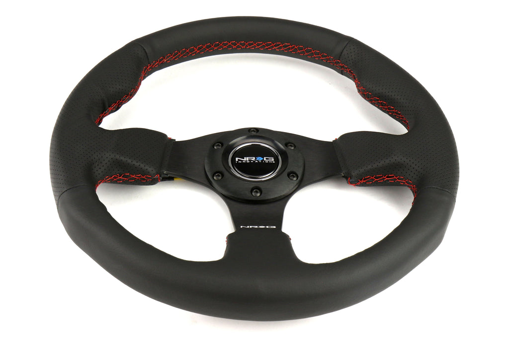 NRG Reinforced Steering Wheel 320mm Black w/ Red Stitch - Universal