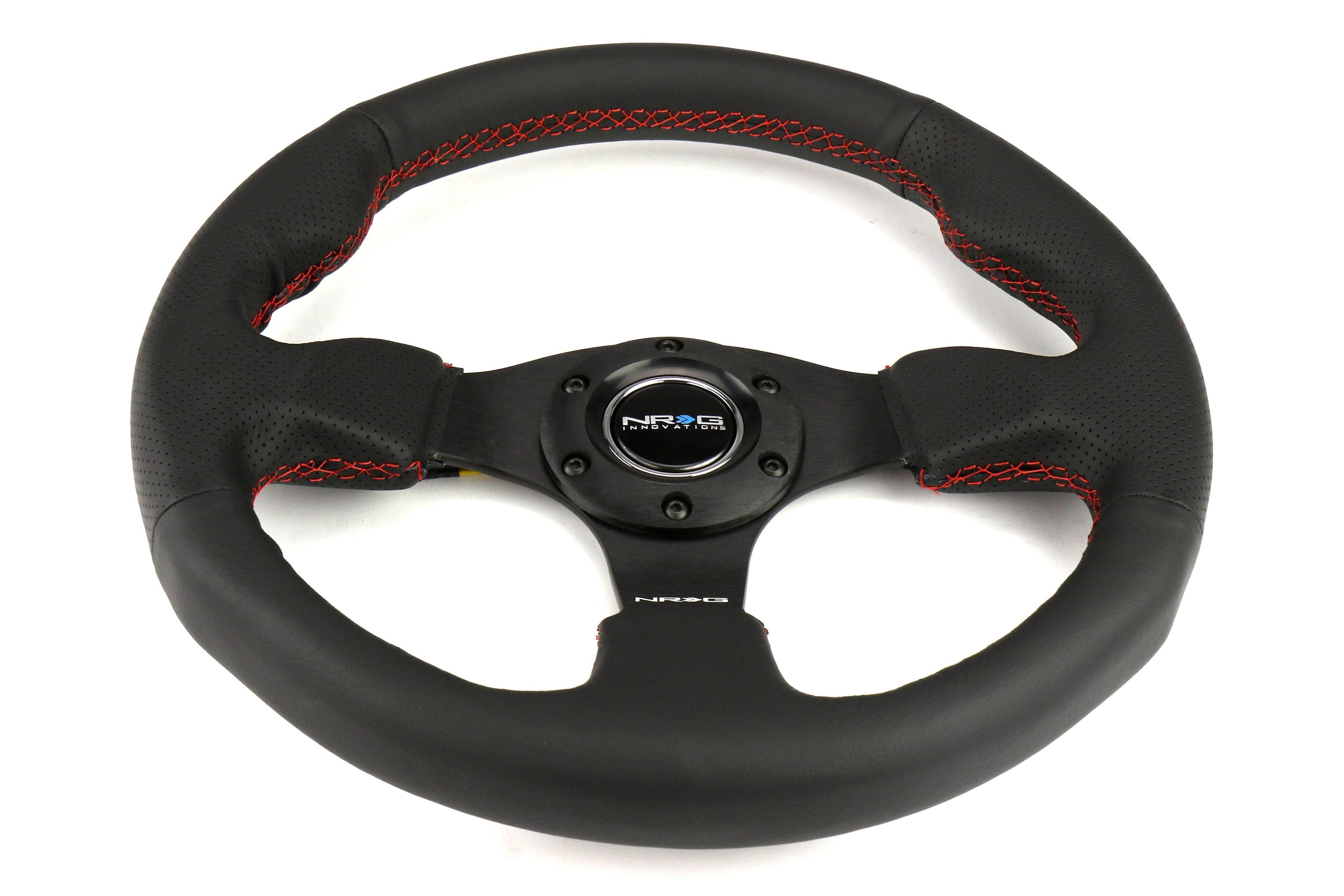 NRG Reinforced Steering Wheel 320mm Black w/ Red Stitch - Universal