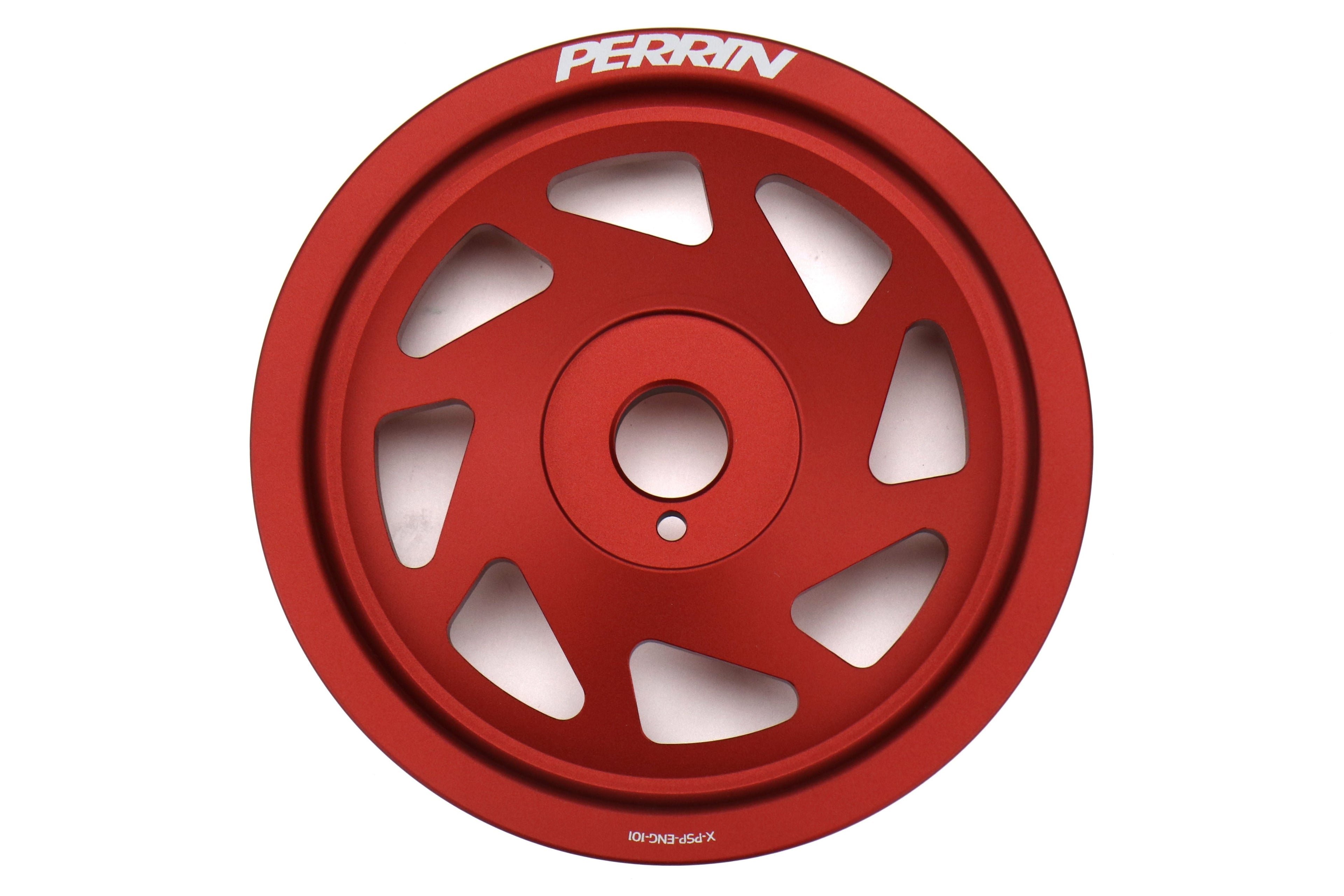 PERRIN Lightweight Crank Pulley (Red) - 2012-2024 Subaru WRX / 2011-2024 Forester / 2019-2024 Ascent / 2013-2024 BRZ / Legacy / Outback / Crosstrek / 2013-2016 Scion FR-S / 2017-2020 Toyota 86 / 2022-2024 GR86