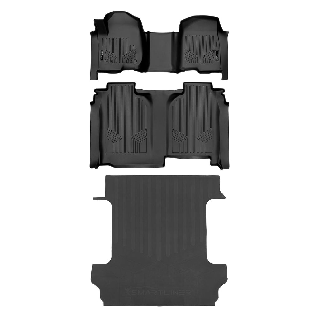 SmartCoverageTM Floor Liners For 2019-2026 Chevy Silverado 1500 Crew Cab (1st Row Bench) (OTH) | Carpet [No 2nd Row Storage]