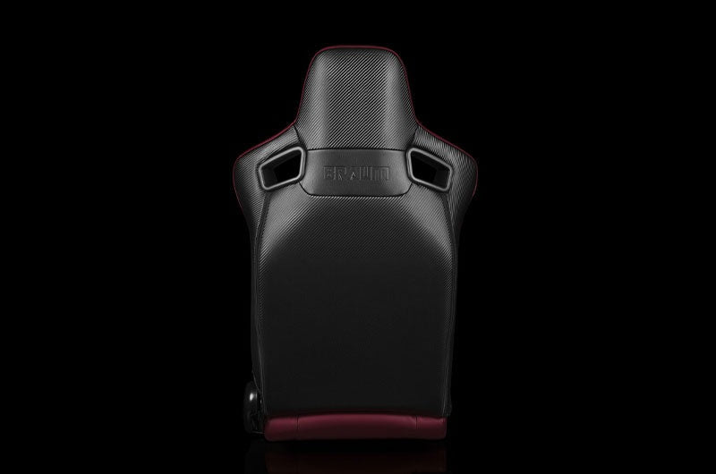 Braum Elite-X Series Sport Seats - Maroon Leatherette (Black Stitching) Pair - Universal