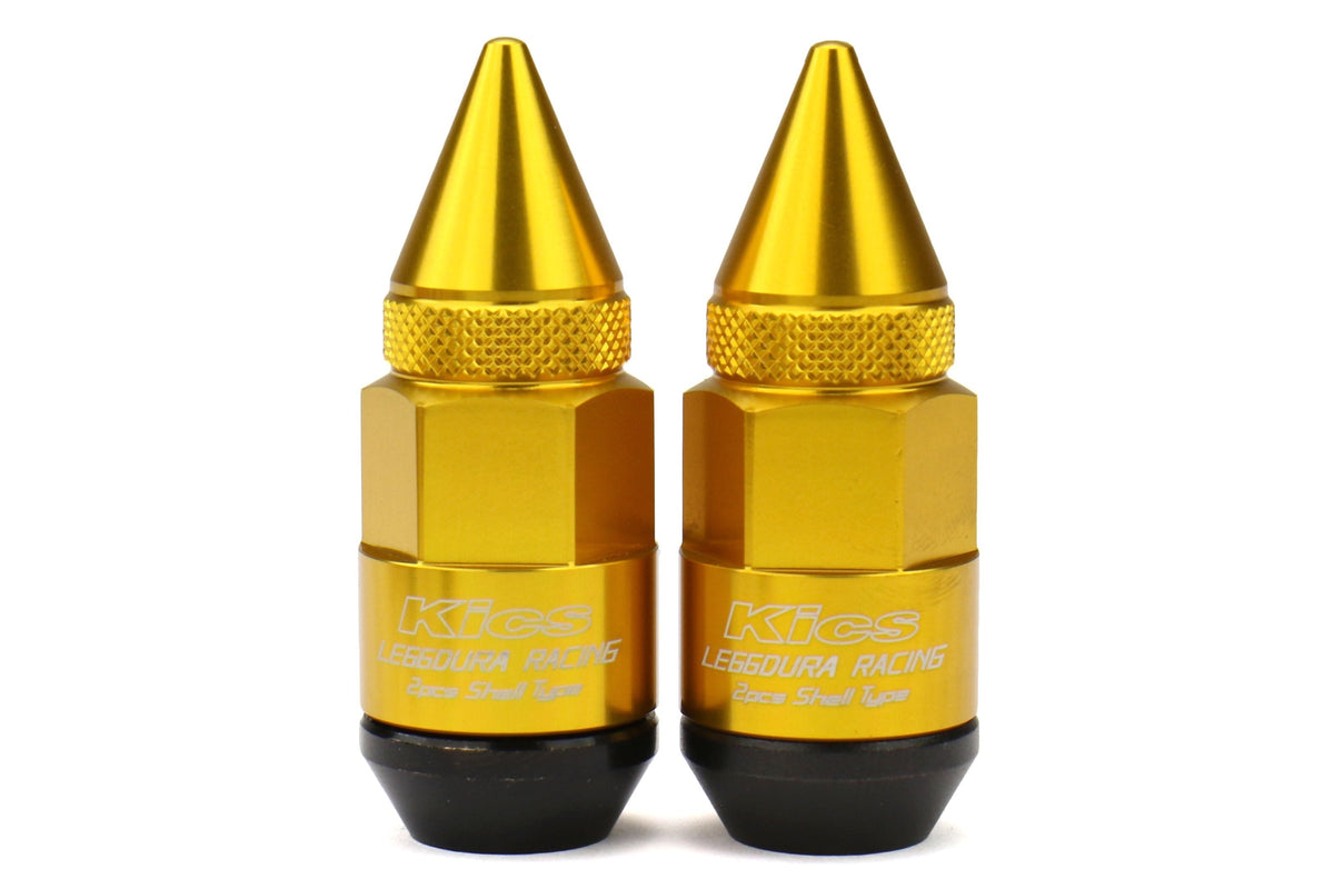 Project Kics Leggdura Racing Dangan Shell Type Lug Nut and Lock Set M12X1.25 Gold - Universal