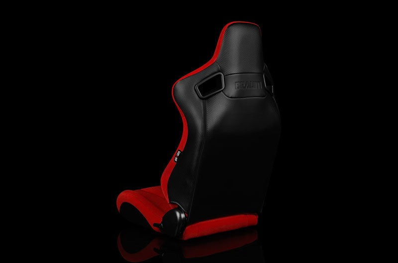 Braum Elite Series Sport Seats - Red Cloth (Black Stitching) Pair - Universal