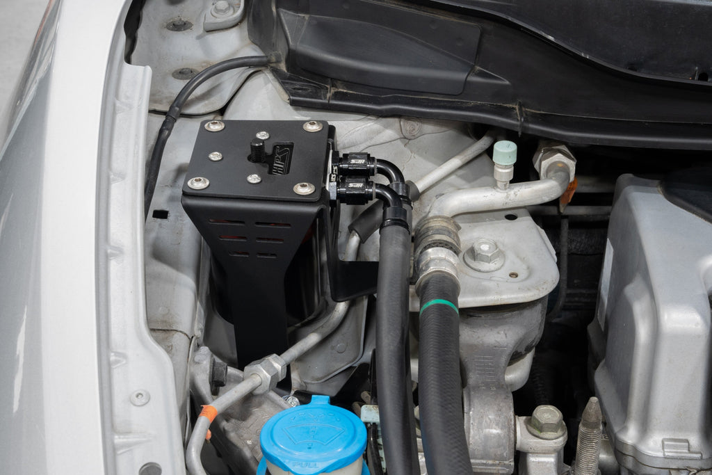 HPS Performance Aluminum Oil Catch Can Kit 2012-2015 Honda Civic Si 2.4L K24Z7, Black, 860-027WB