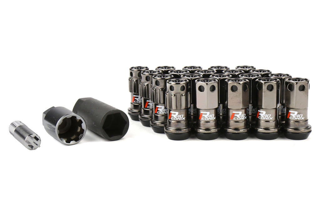 Project Kics R40 16+4 Iconix Locking Lug Nut Set w/ Black Plastic Caps M12x1.25 - Universal