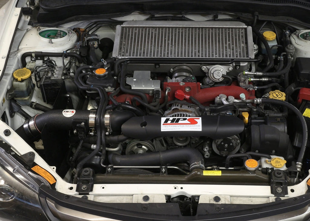 HPS Performance Cold Air Intake Kit 2008-2014 Subaru WRX STI 2.5L Turbo, Converts to Shortram, Black