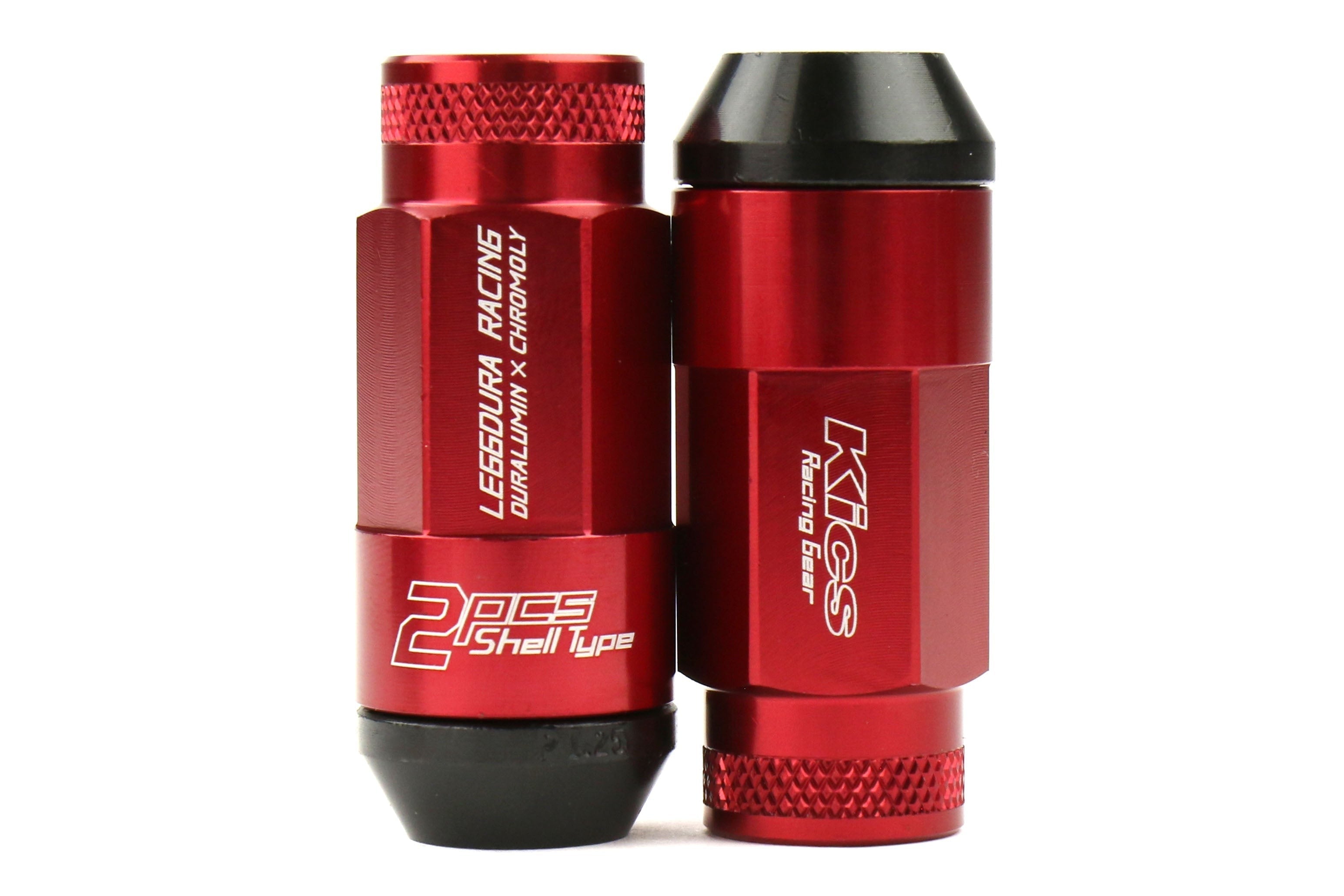 Project Kics Leggdura Racing Shell Type Lug Nut Set 53mm Open-End Look 12X1.25 Red - Universal