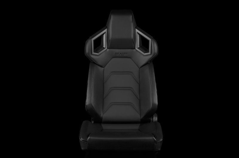 Braum Alpha X Series Sport Seats - Black & Black Stitching - Low Base Version - Universal