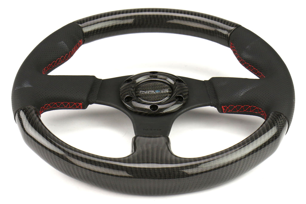 NRG 315mm Carbon Fiber Steering Wheel With Red Stitching - Universal