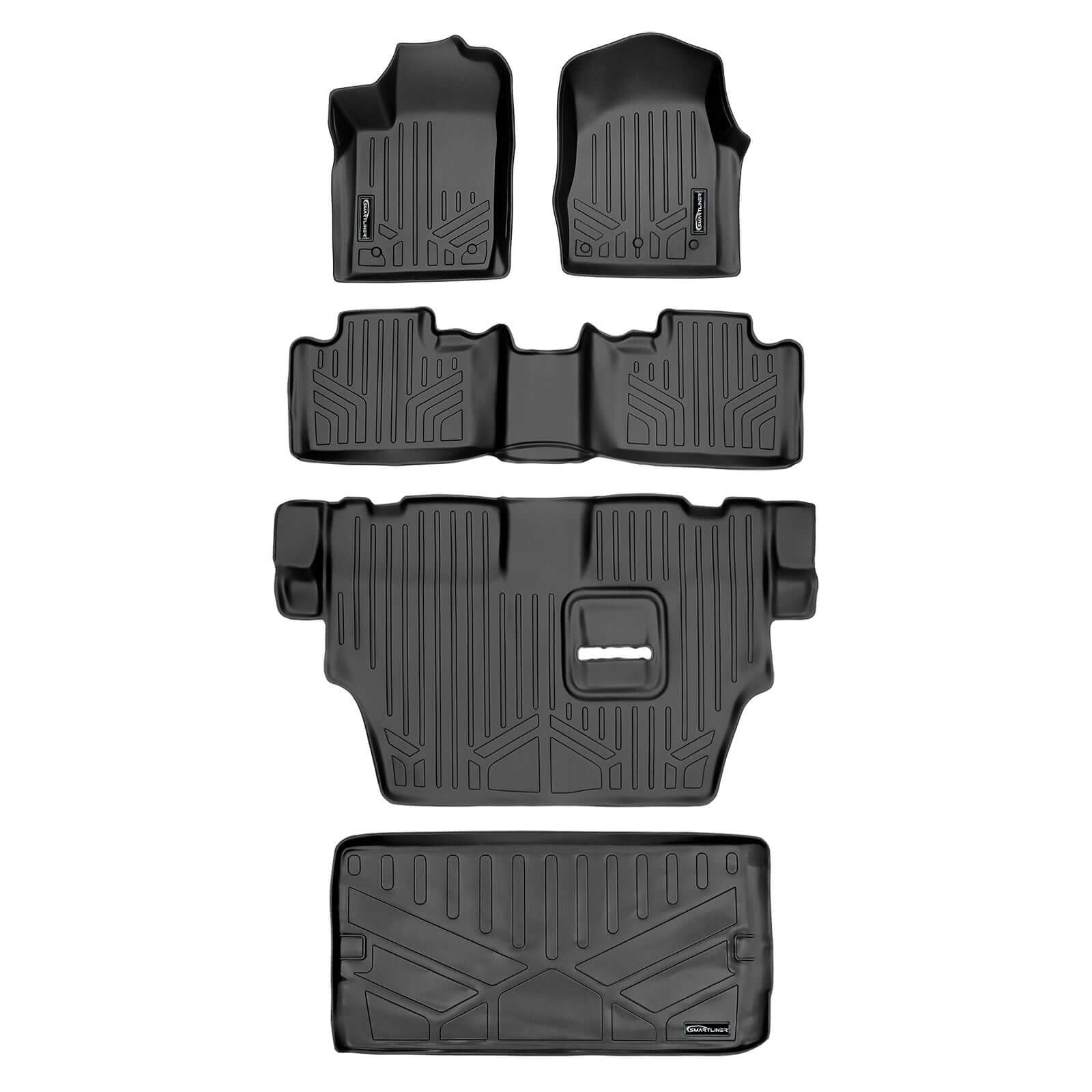 Smart TrimTM Floor Liners For 2013-16 Durango with 1st Row Dual Floor Hooks & 2nd Row Bench Seat