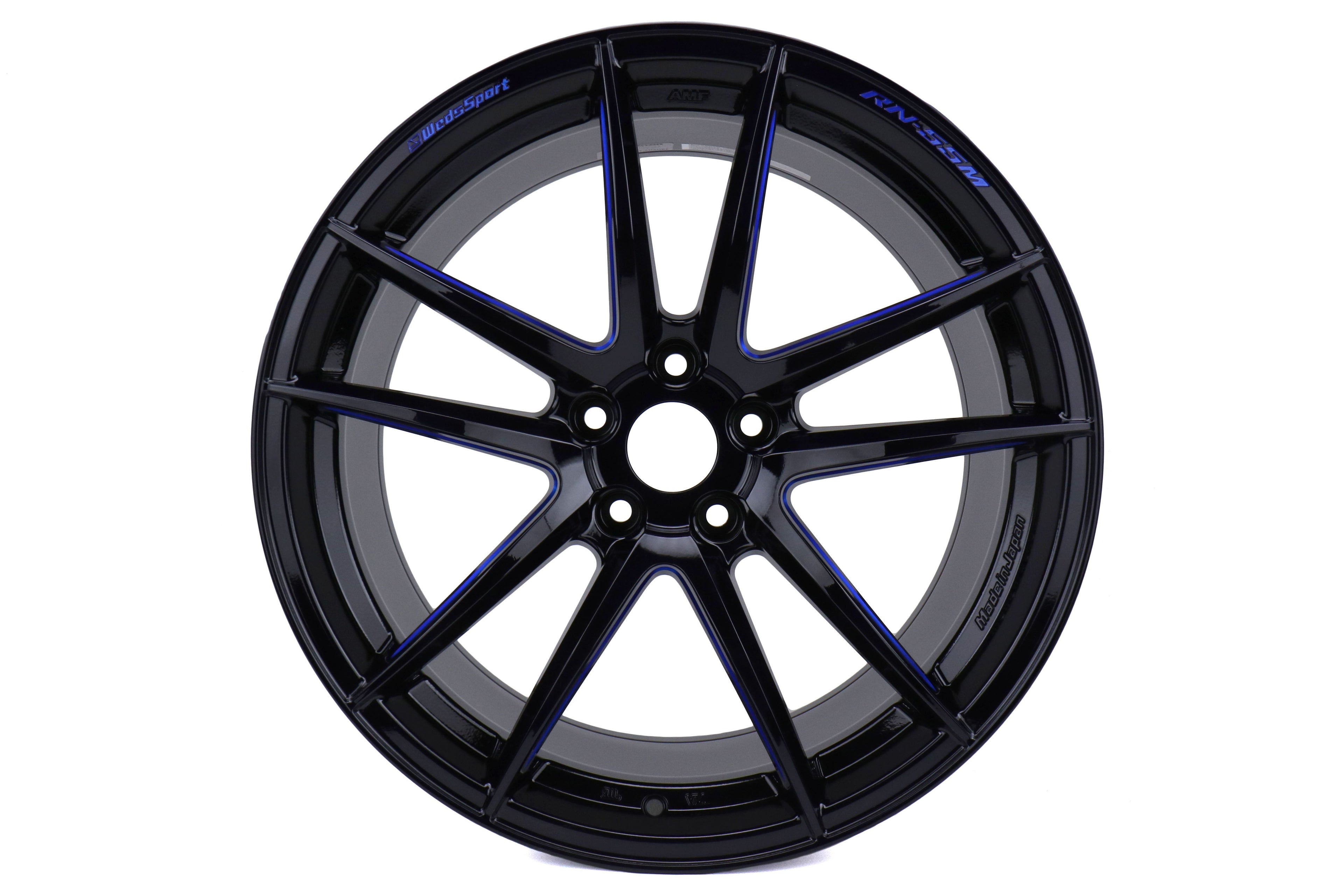WedsSport RN-55M Black/Machine Blue 19x10 +40 5x112 (Single Wheel) - 2020-2023 Toyota GR Supra