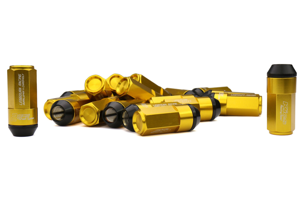 Project Kics Leggdura Racing Shell Type Lug Nut Set 53mm Closed-End Look 12X1.25 Gold - Universal