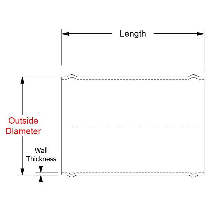 HPS 2" OD , 6" Long 6061 Aluminum Joiner Tube Piping with Bead Roll