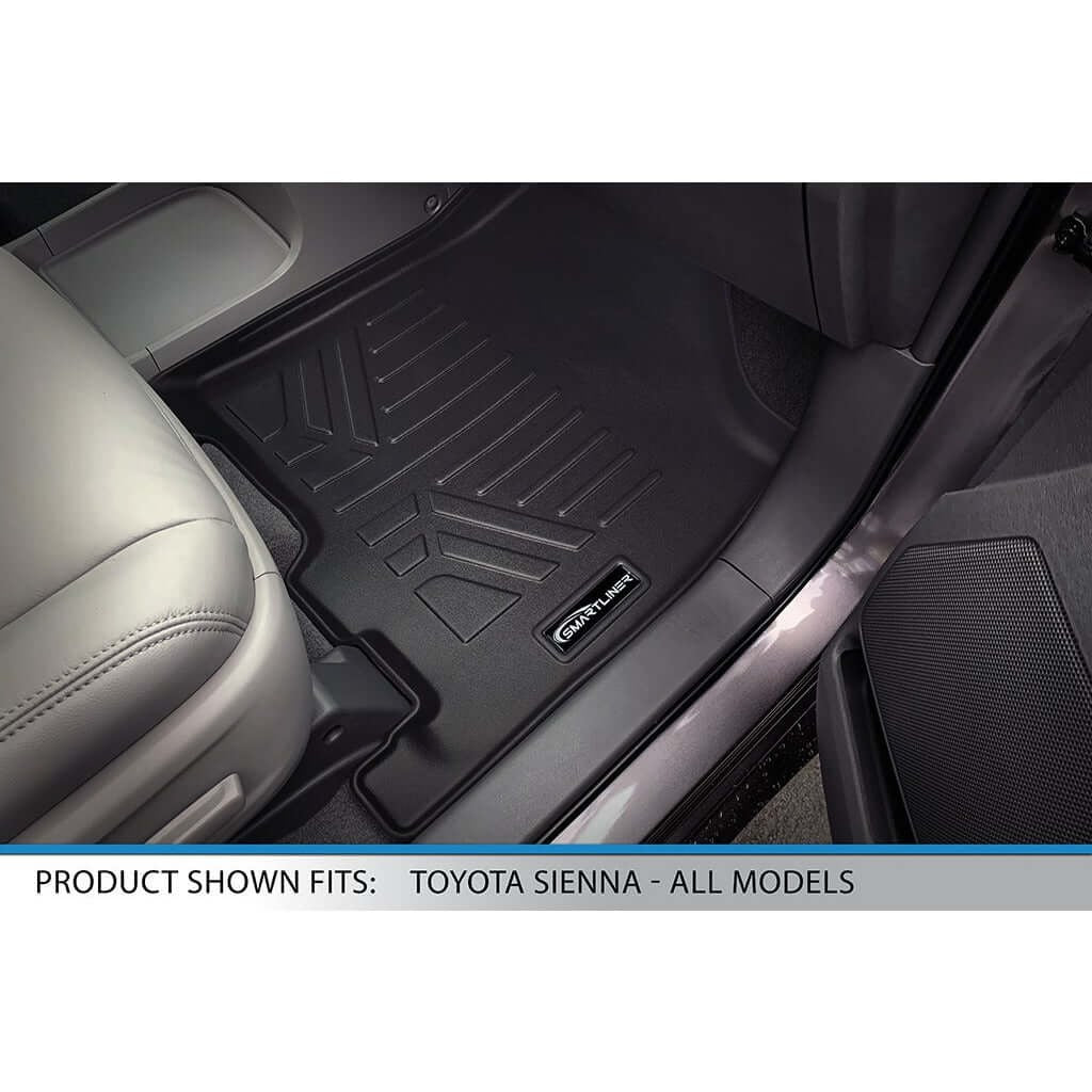 Smart TrimTM Floor Liners For 2013 2020 Sienna 7 Passenger Model with Power Folding 3rd Row Seats