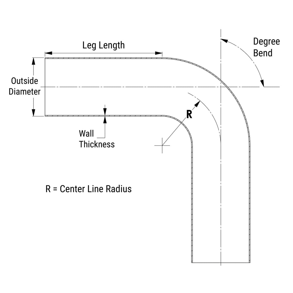 HPS 4" OD 70 Degree Bend 6061 Aluminum Elbow Pipe Tubing 16 Gauge w/ 5 1/2" CLR