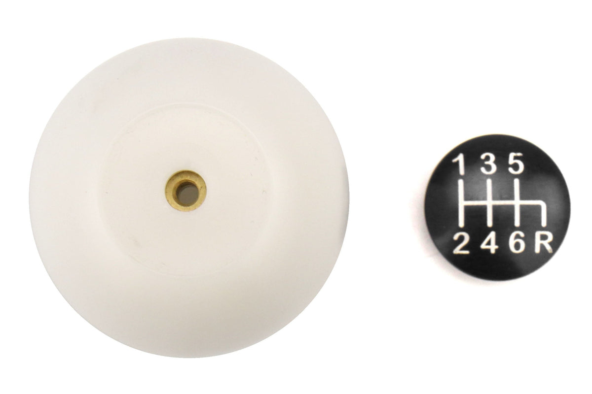 Boomba Racing White Delrin Shift Knob w/ Black Trim - Subaru 6MT Models (inc. 2004+ STI / 2015+ WRX)