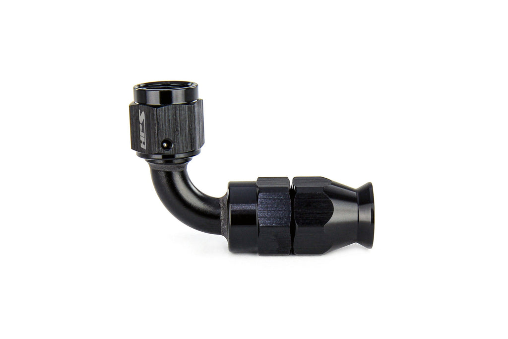 HPS Performance Compression Teflon Hose End to AN Female for Stainless Steel Reinforced PTFE Hose, Aluminum, Black