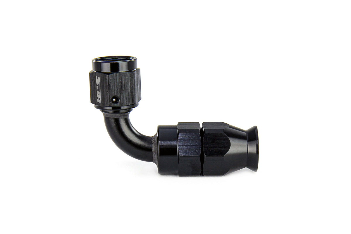 HPS Performance Compression Teflon Hose End to AN Female for Stainless Steel Reinforced PTFE Hose, Aluminum, Black