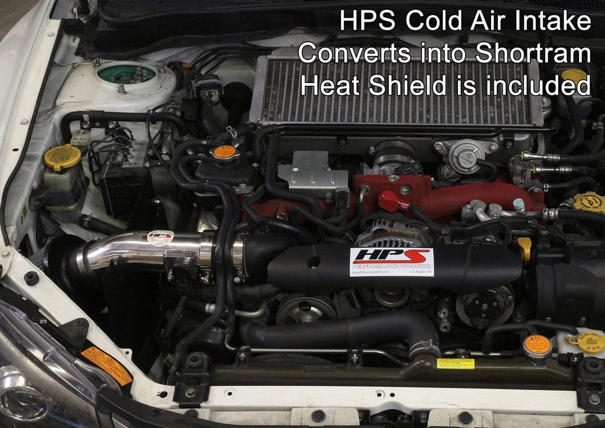 HPS Performance Cold Air Intake Kit 2008-2014 Subaru WRX 2.5L Turbo, Converts to Shortram, Polish