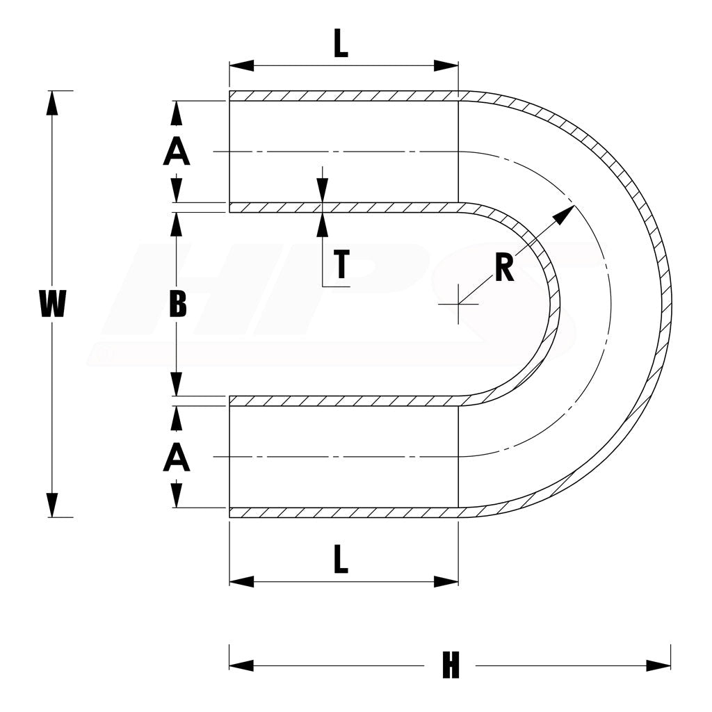 HPS 1-3/4" Silicone 180 Degree U Bend Elbow Coupler Hose, High Temp 4-ply Reinforced (45mm ID)