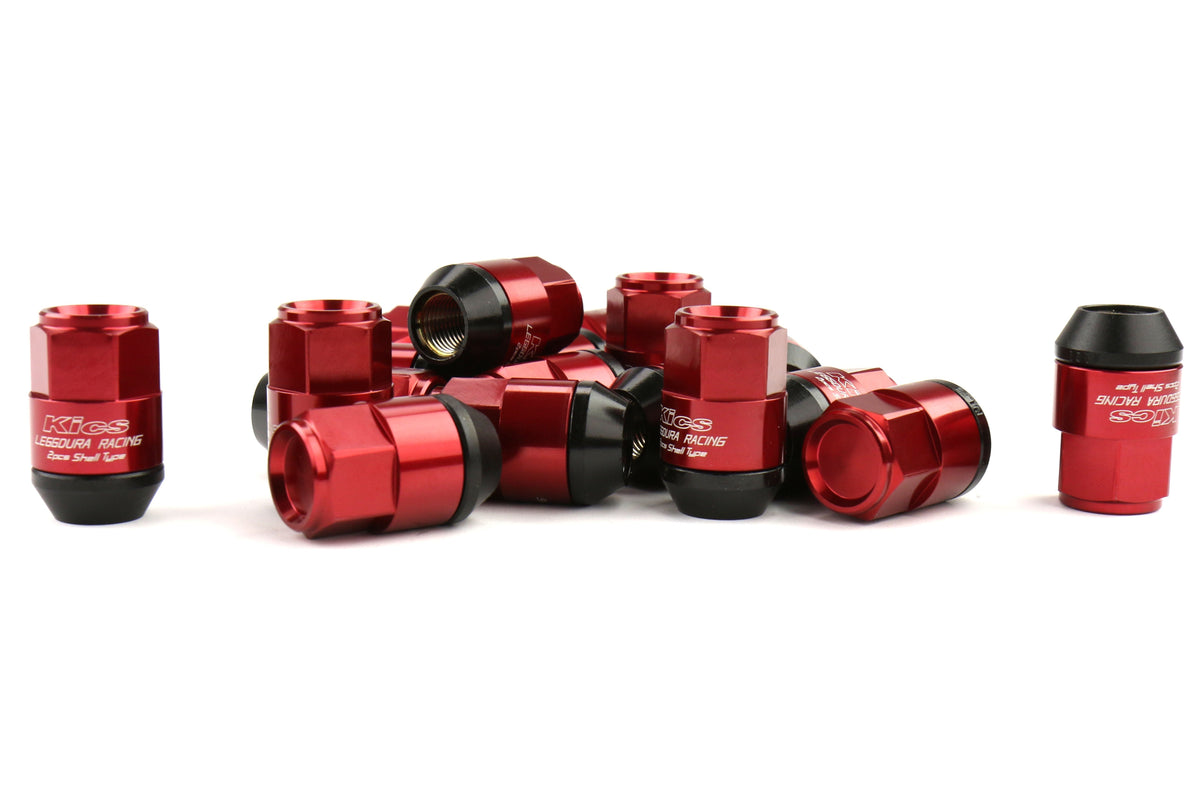 Project Kics Leggdura Racing Shell Type Lug Nut Set 35mm Closed-End Look 12X1.25 Red - Universal