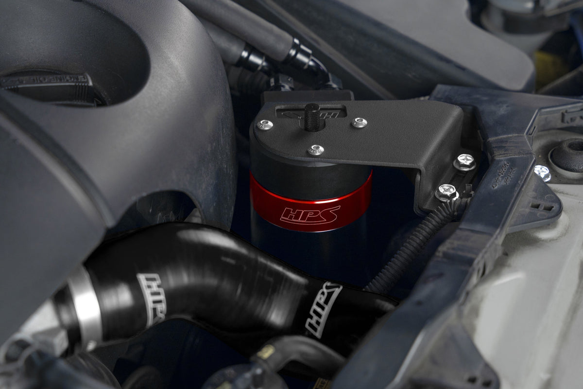 HPS Performance Aluminum Oil Catch Can Kit 2010-2015 Lexus IS250 C 2.5L V6, Red, 860-025